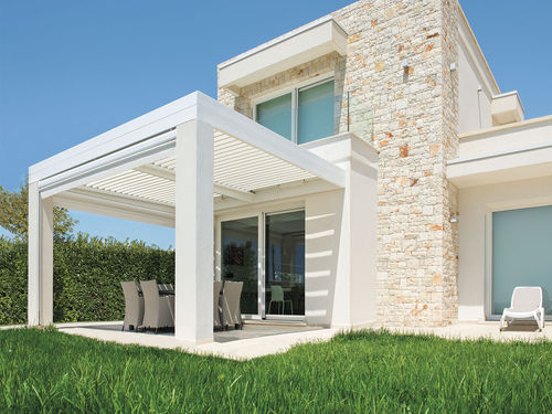 Pergola adossée - PARTERRE : FLAP - Frigerio Living - autoportée / en aluminium / à lames orientables
