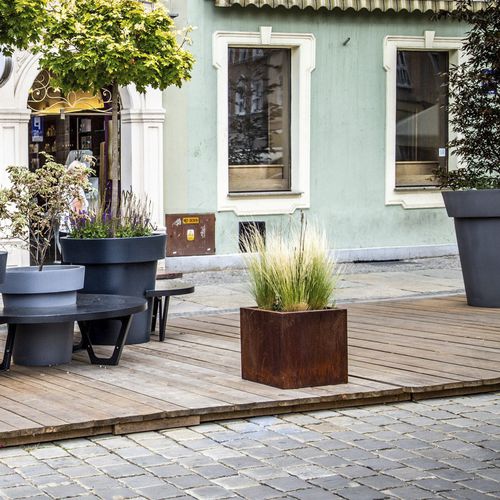 Jardinière en acier - Square - Terra Group - en fibre de verre / carrée / résistante aux intempéries