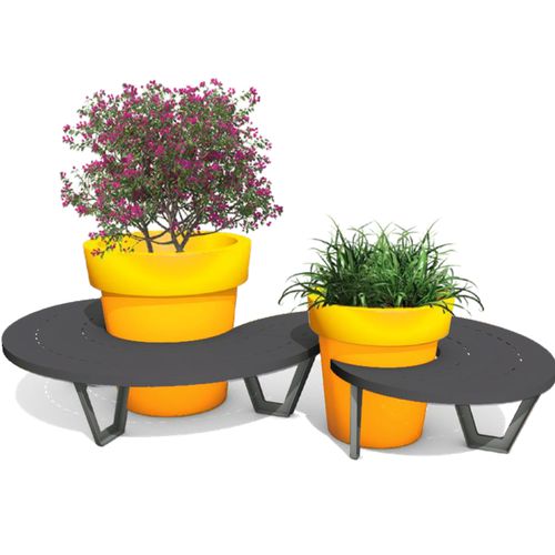 Banc public contemporain - Set Doble 95/120 - Terra Group - en acier galvanisé / sans dossier / sans accoudoirs