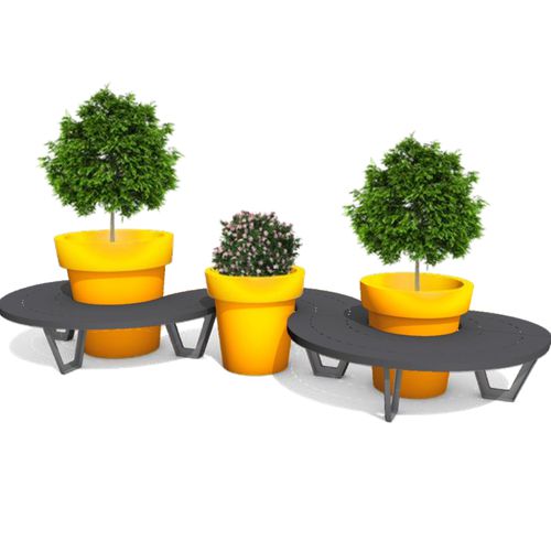 Banc public contemporain - Set Triple 95/80/80 - Terra Group - en acier galvanisé / sans dossier / sans accoudoirs