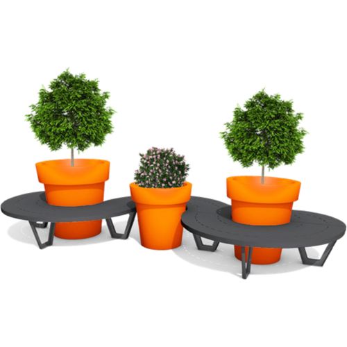 Banc public contemporain - Set Triple 95/80/95 - Terra Group - en acier galvanisé / sans dossier / sans accoudoirs