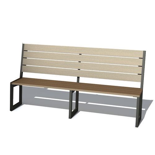 Banc contemporain - Urbana XL - Terra Group - en bois / en acier / avec dossier