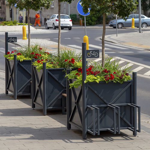 Range-vélo au sol - Urbana Rack XL - Terra Group - avec jardinière intégrée / pour espace public / en acier