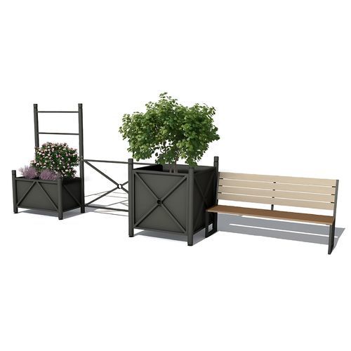 Banc public contemporain - Urbana Set 1 Urban Furniture - Terra Group - en bois / en acier / avec dossier