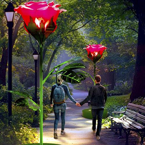 Sculpture d'extérieur - 3D Single Rose - Terra Group - de jardin / lumineuse / au sol