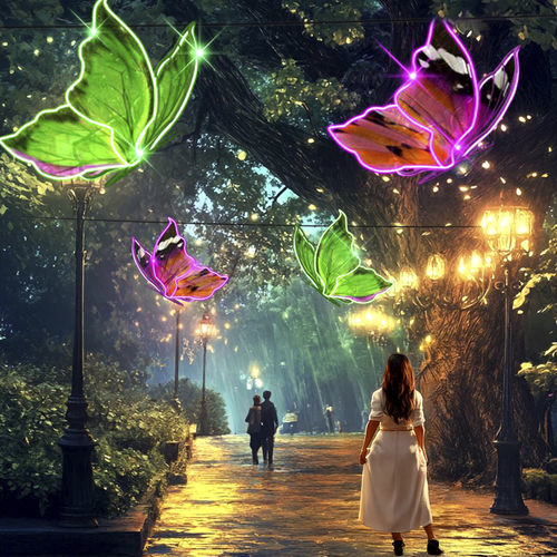 Sculpture d'extérieur - BUTTERFLY 3D AVENUE - Terra Group - de jardin / lumineuse (LED) / suspendue