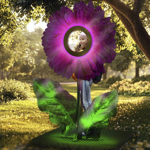 Sculpture d'extérieur - 3D GERBERA - Terra Group - de jardin / lumineuse (LED) / sur pied