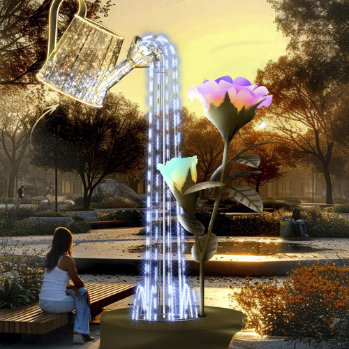 Sculpture d'extérieur - WATERING 3D WITH A ROSE - Terra Group - de jardin / lumineuse (LED) / à poser