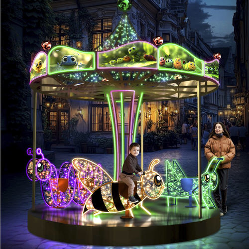 Jeu tournant pour enfant - CAROUSEL 3D WITH INSECTS - Terra Group - pour aire de jeux / pour espace public / avec LED intégrées