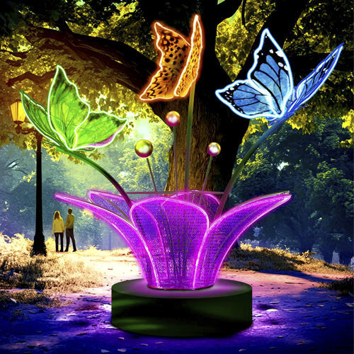 Sculpture d'extérieur - BUTTERFLY 3D ON A FLOWER - Terra Group - de jardin / lumineuse (LED) / à poser
