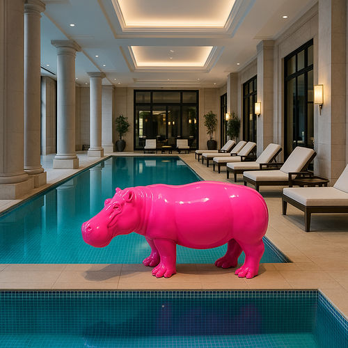 Sculpture en fibre de verre - HIPPO - Terra Group - d'extérieur / de jardin / à poser