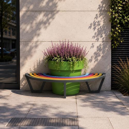 Banc public contemporain - ZEBRA 1/2 - Terra Group - en acier / en acier à revêtement par poudre / en acier peint