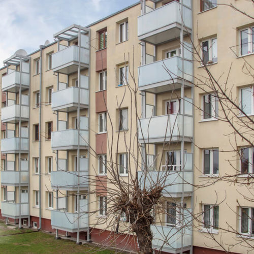 Garde-corps en aluminium - WIŚLANA - Copal - à panneaux / d'extérieur / pour balcon