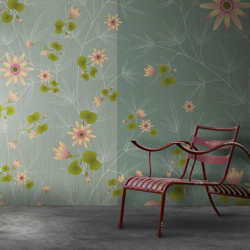 Papier peint contemporain - AQUA LILIUM - N.O.W. Edizioni - à motif floral / imprimé