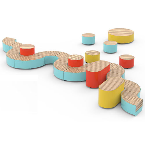 Banc public contemporain - UNIVERSE 02.455.4 - ZANO Street Furniture - en bois exotique / en épicéa / en inox