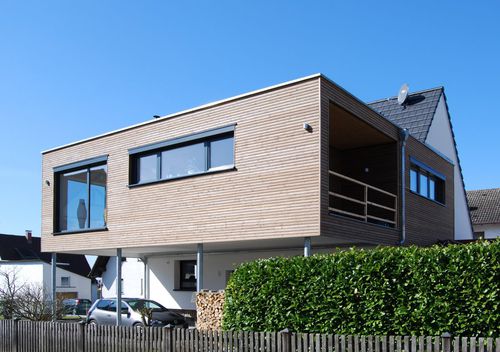 Maison préfabriquée - TiComTec - contemporaine / avec terrasse / à ossature bois