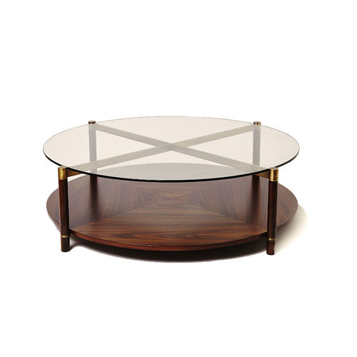 Table basse contemporaine - RAJ  - Galiatea - en bois / en verre / ronde