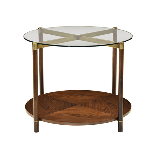 Table d'appoint contemporaine - RAJ - Galiatea - en bois / en verre / ronde