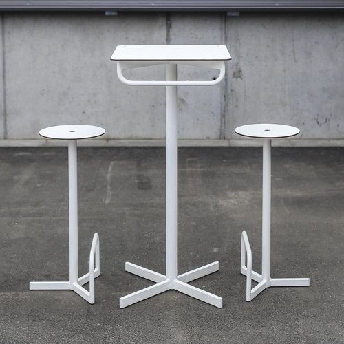 Tabouret de bar contemporain - BISTROT LBS180 - egoé - en HPL / avec piètement en acier / piètement central