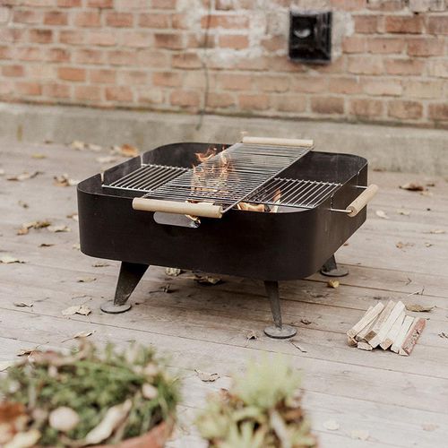 Brasero de jardin à bois - GRL100 - egoé - en acier / en inox / carré
