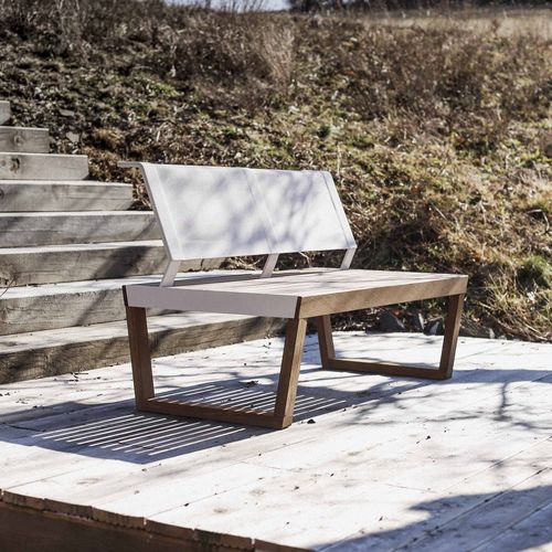 Banc de jardin contemporain - BARKA BA120 - egoé - en bois / en Batyline® / en acier