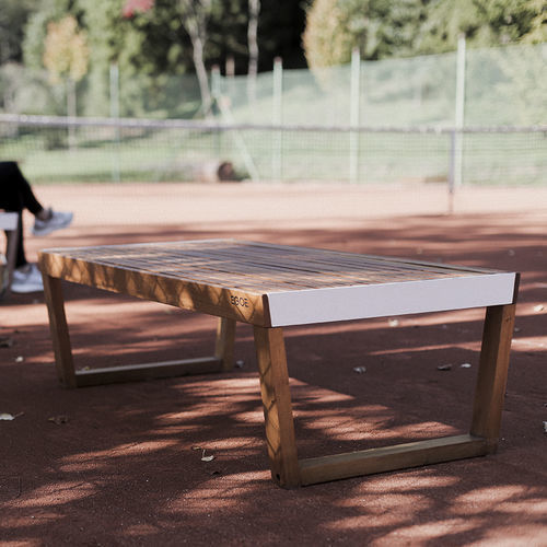 Banc de jardin contemporain - Barka BA122 - egoé - en teck / en bois massif / sans dossier