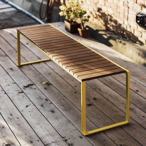 Banc de jardin contemporain - LBS230 - egoé - en bois massif / sans dossier / sans accoudoirs