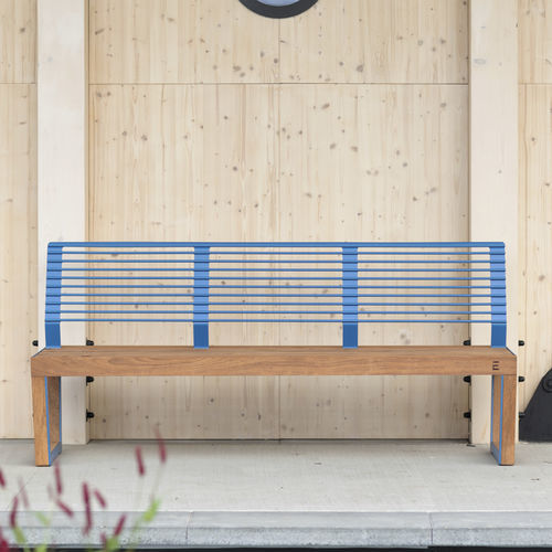 Banc contemporain - Barka BA1301 - egoé - en bois massif / en acier / avec dossier