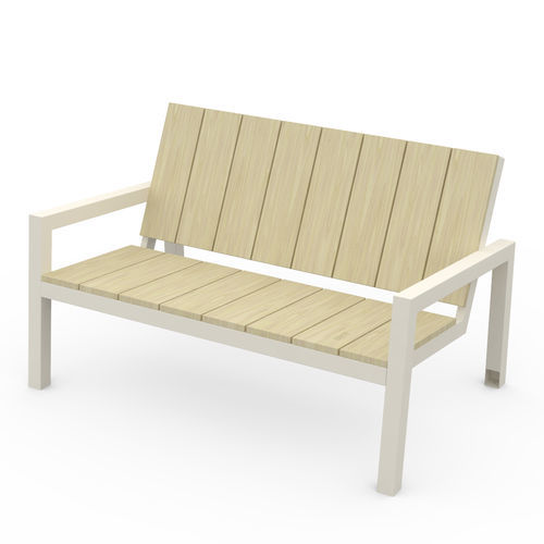 Banc public contemporain - Laurede LU2401 - egoé - en bois massif / en acier / avec dossier