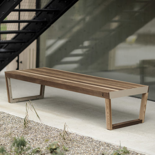 Banc public contemporain - Barka BA1321 - egoé - en bois massif / en acier / sans dossier