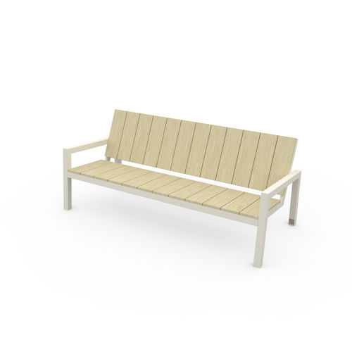 Banc public contemporain - Laurede LU2501 - egoé - en bois massif / en acier / avec dossier