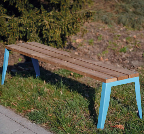 Banc de jardin contemporain - E1-321 - egoé - en frêne / en pin / en acier thermolaqué
