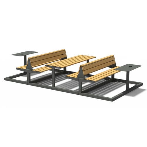 Table de pique-nique contemporaine - U4-630 - egoé - en bois massif / avec piètement en acier thermolaqué / avec piètement en acier galvanisé