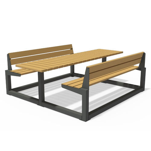 Table de pique-nique contemporaine - U4-650 - egoé - en bois massif / avec piètement en acier thermolaqué / avec piètement en acier galvanisé