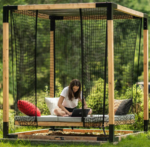 Lit de jardin à baldaquin - Y Détente - egoé - suspendu / double / simple