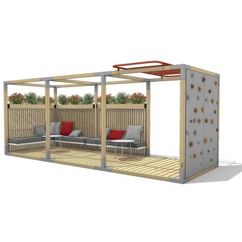 Salon de jardin avec abri - Y Living room - egoé - contemporain / en tissu / en mélèze