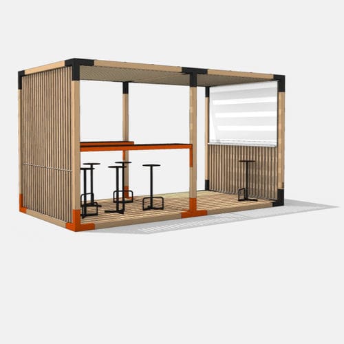 Cabine de concentration modulaire - Y6-SET1203 - egoé - pour 6 personnes / en mélèze / en acier galvanisé