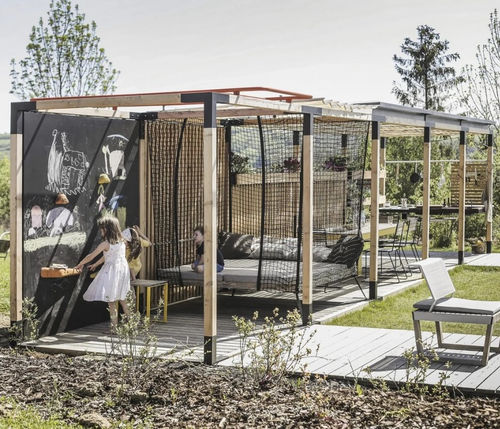 Pergola sur mesure - Y - egoé - autoportée / en bois / couverture en toile