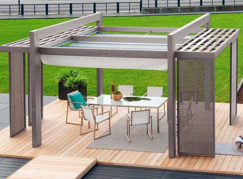 Pergola autoportée - ARCS - GreenDesign - en bois / couverture en toile / avec actionnement manuel