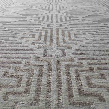 Tapis contemporain - LABYRINTH PLATINUM - Jacaranda - à motif géométrique / en soie / en laine du Tibet