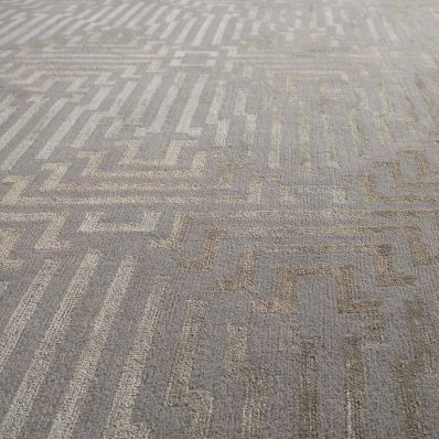 Tapis contemporain - LABYRINTH GREY - Jacaranda - à motif géométrique / en soie / en laine du Tibet
