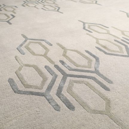 Tapis contemporain - CASABLANCA MIST - Jacaranda - à motif géométrique / en soie / en laine du Tibet