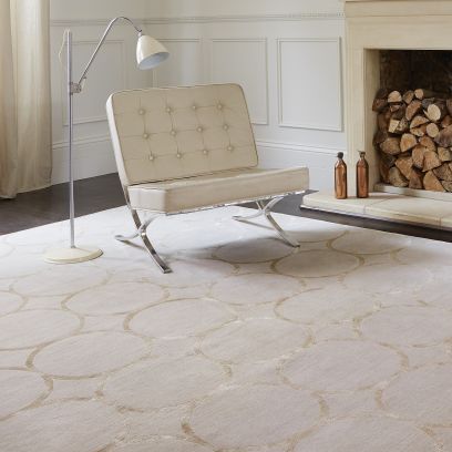 Tapis contemporain - KULU VANILLA - Jacaranda - à motif géométrique / en soie / en laine du Tibet