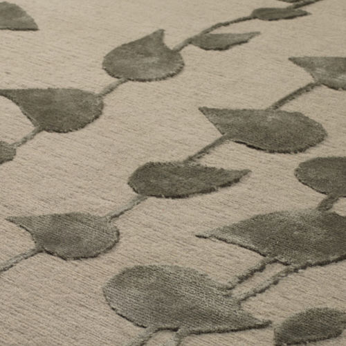 Tapis contemporain - MOON LEAF BRONZE - Jacaranda - à motif nature / en soie / en laine du Tibet
