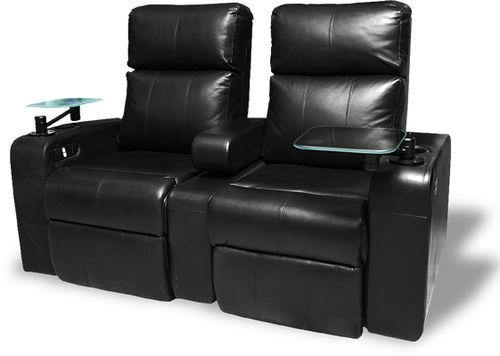 Fauteuil de cinéma en cuir - V.I.P.  - Mobiliario, S.A de C.V. - noir / avec repose-pieds