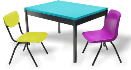 Ensemble table et chaises contemporain - RECTANGULAR FORTALEZA / DURABLE - Mobiliario, S.A de C.V. - d'intérieur / pour enfant / pour école