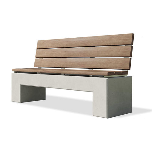 Banc public contemporain - angulus sedes pontis 3 - CO33 - en bois massif / en béton / avec dossier