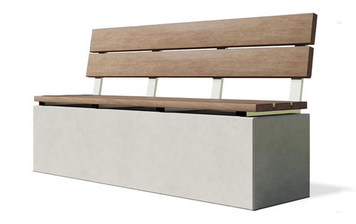 Banc public contemporain - angulus sedes truncus 2 - CO33 - en bois / en béton / avec dossier
