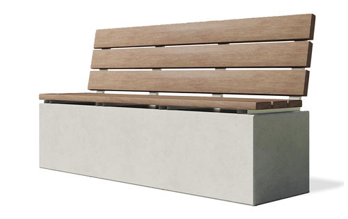 Banc public contemporain - angulus sedes truncus 3 - CO33 - en bois / en béton / avec dossier
