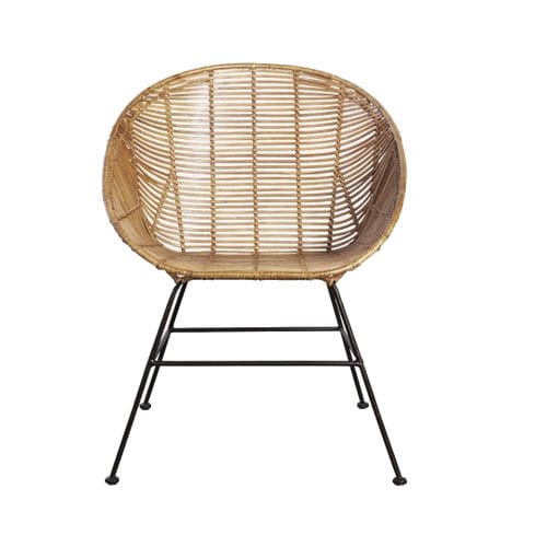 Chaise contemporaine - HE0210 - house doctor - d'intérieur / en rotin / avec piètement en fer